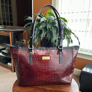 BRAHMIN Asher Croc Embossed Tote Brown and Black 🛍️